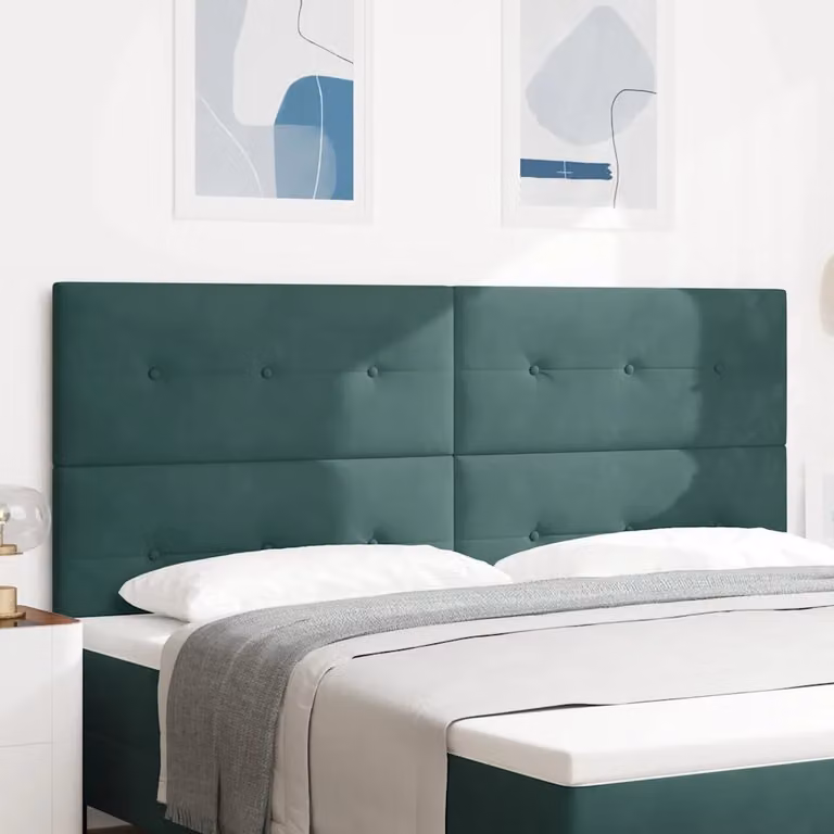 Testiera per letto vidaXL in velluto verde scuro con struttura in legno e MDF, Larghezza: 200 cm