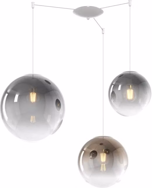 Lampadario Moderno Big Eclipse Metallo Bianco Vetro Fumè-Bronzo 3 Luci E27