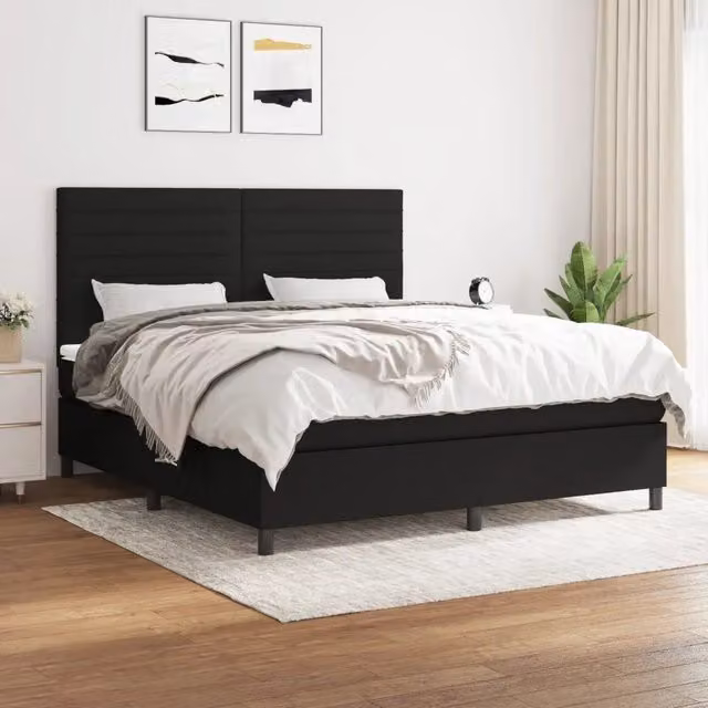 Letto Ibrido con Giroletto a Molle e Materasso vidaXL, Colore Nero e Bianco, L/P: 180 x 200 cm
