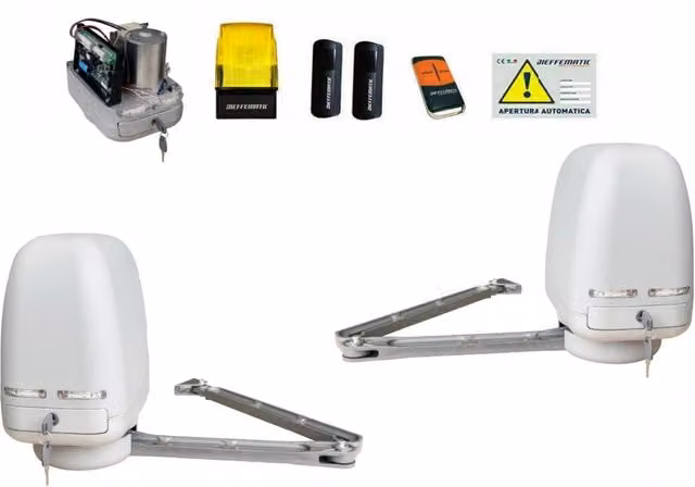 KIT AUTOMAZIONE CANCELLO A BATTENTE CON BRACCIO ARTICOLATO 24V SNODO AUTOMATISMO