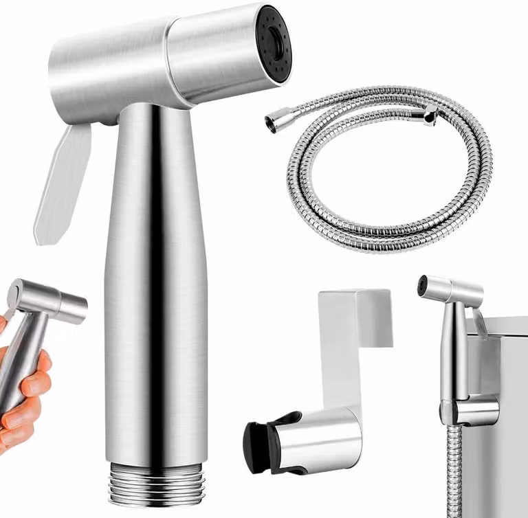 Set di 3 spruzzatori bidet portatili per WC, kit doccia manuale per toilette, set bidet da bagno con doccia manuale, tubo flessibile e supporto, soffione in acciaio inossidabile