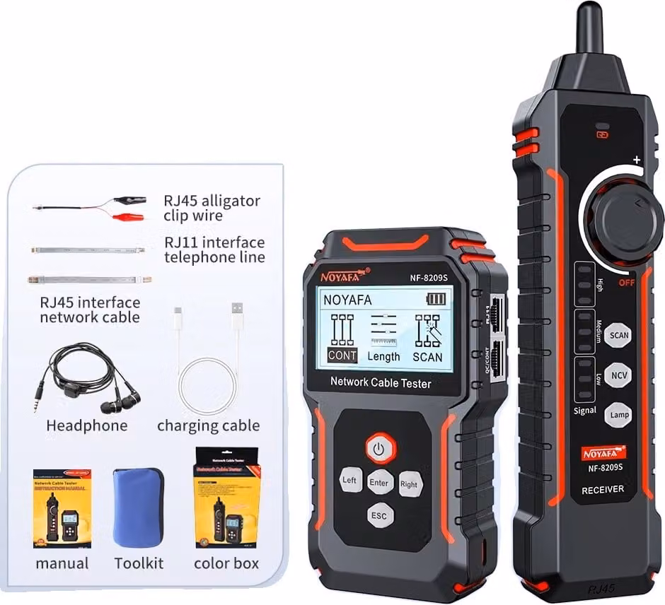 Tester per cavi di rete, misurazione della lunghezza fino a 600 m, test POE, NF-8209S