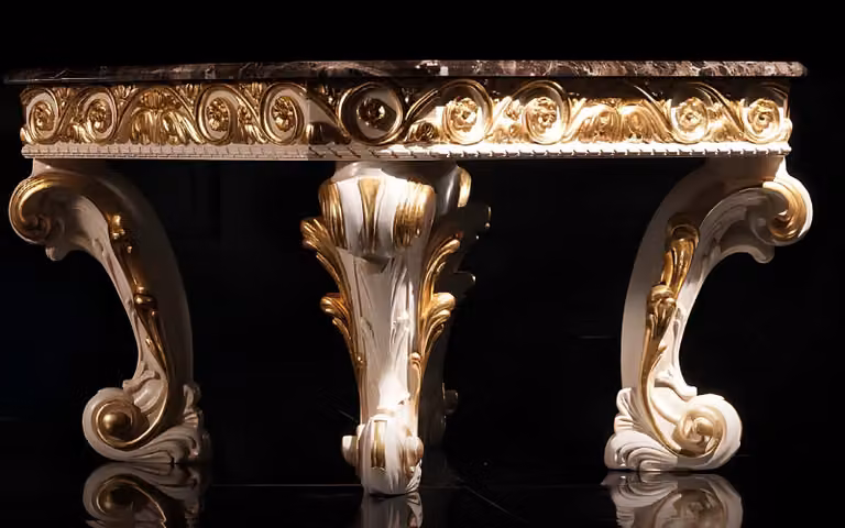 Couchtisch mit Marmor Rund Tisch antike Beistelltisch Barock Rokoko Italienische