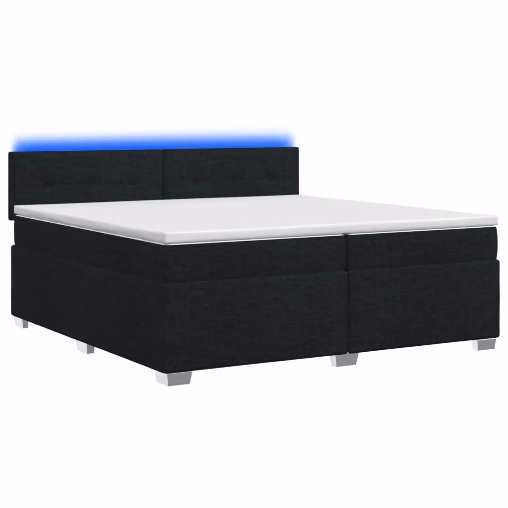 Letto moderno vidaXL con Box Spring, materasso ibrido e illuminazione LED con porta USB, colore nero, L/P: 200 x 200 cm – 2