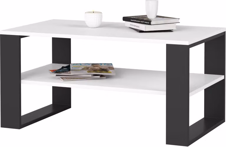 Akord Tavolino Da Salotto Alex Bianco/Nero 92X53X45 Cm