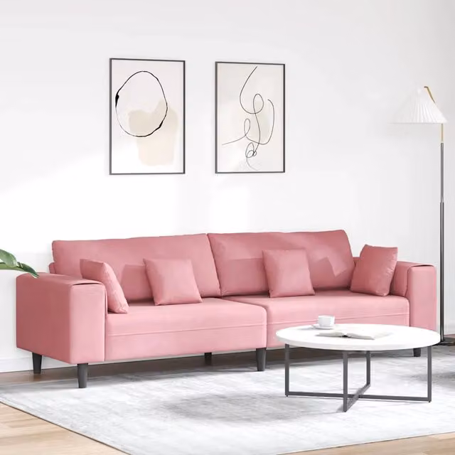 Divano con cuscino-Sofa con cuscino-Divanetto Rosa 250 x 77 x 76 cm Velluto