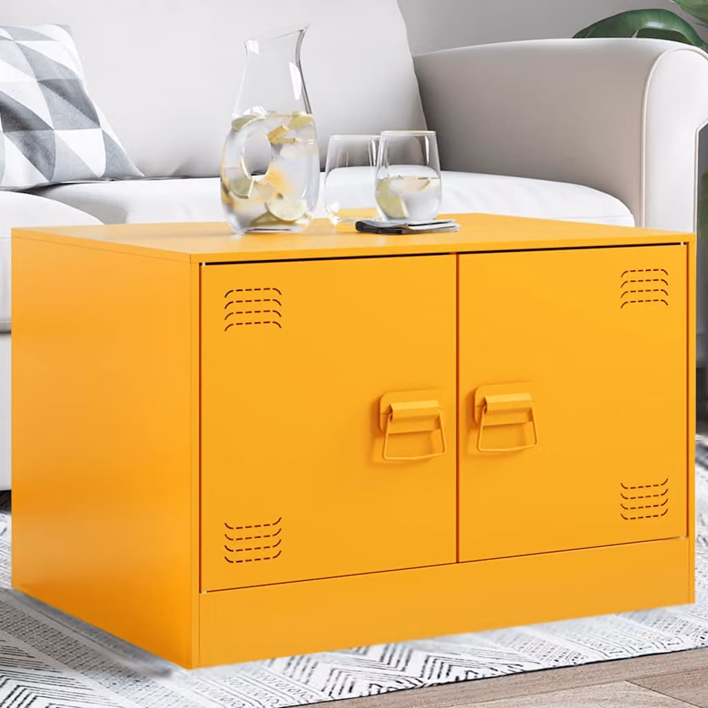 vidaXL Tavolino da Salotto Moderno in Metallo Giallo L 67 cm x P 50 cm x H 44 cm