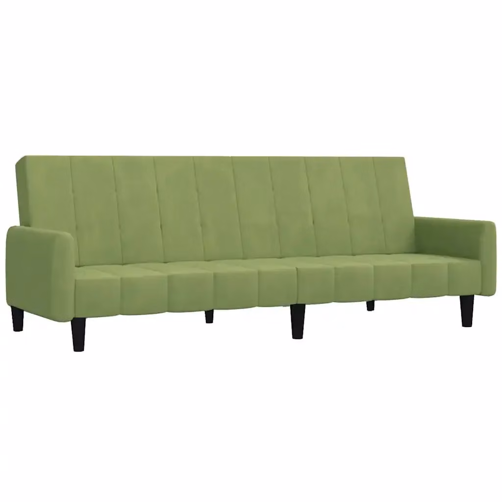 Divano Letto Click Clack vidaXL in Velluto Verde con Struttura in Legno Solido e Poggiatesta Regolabile, Dimensioni Letto: 90 x 190 cm – 2
