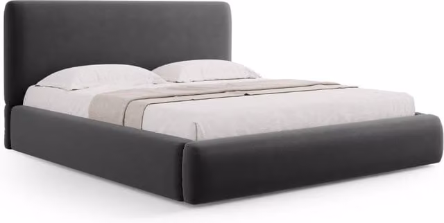 Letto con cassettone e testiera Colonel Cosmopolitan Design in velluto grigio scuro L/P: 160 x 200 cm