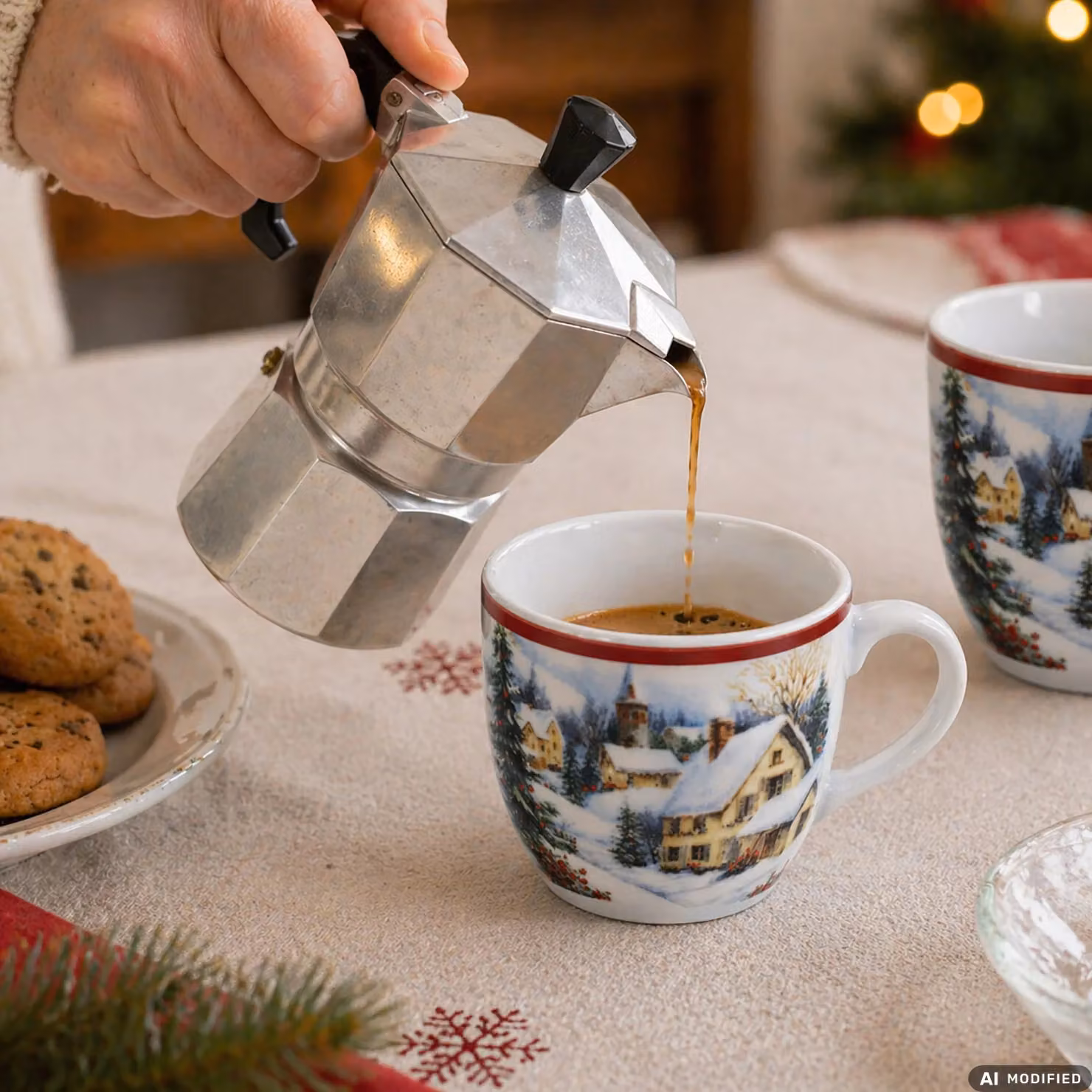 Set di 6 tazzine da caffè natalizie Snowy Village Elegance Vestiamo Casa in porcellana multicolore da 9 cl – 2