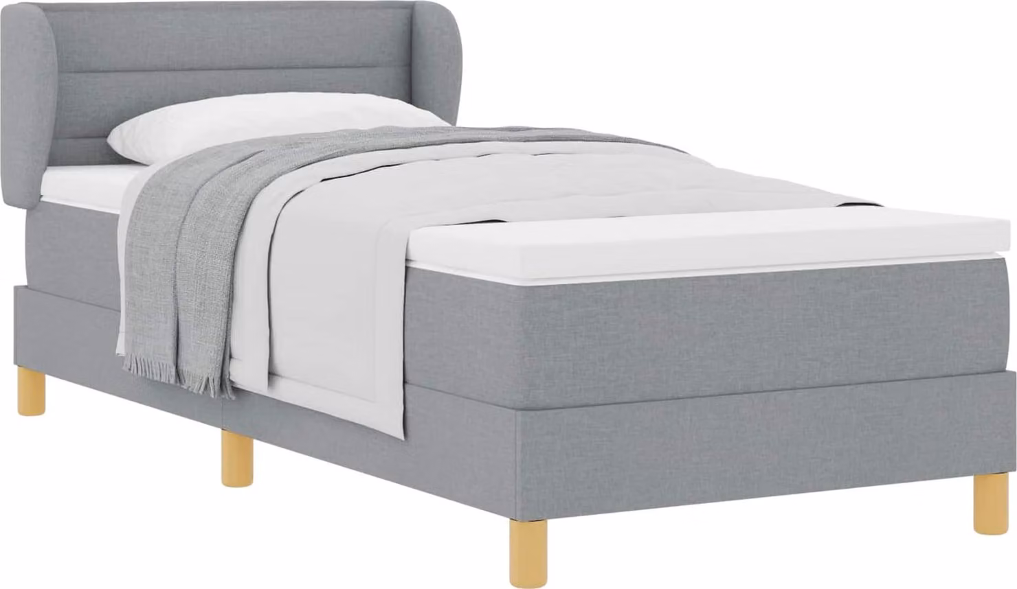 vidaXL Letto a molle con materasso grigio chiaro 90 x 200 cm in tessuto