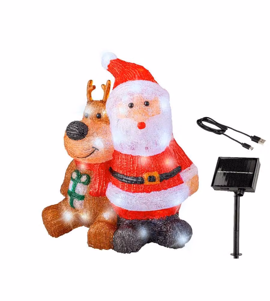 Lumineo Babbo Natale a Energia Solare - 80 LED - 18x34x40 cm