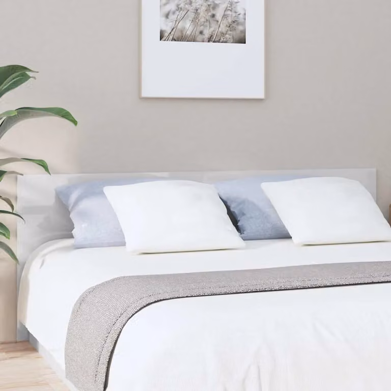 Testiera per Letto vidaXL in Legno Multistrato Bianco Lucido L: 200 cm, H: 80 cm, P: 1,5 cm