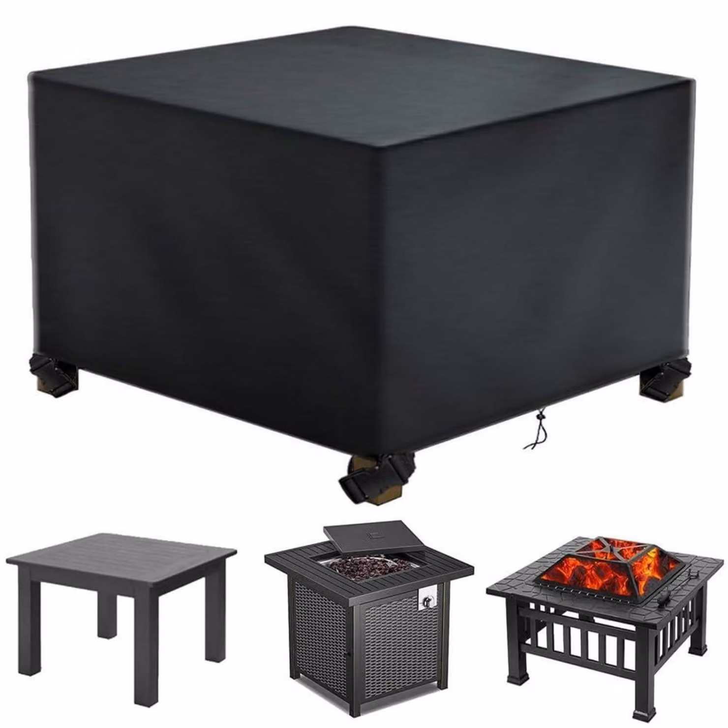 Copertura impermeabile per mobili da giardino, 125x125x75 cm, colore nero, tessuto Oxford 420D