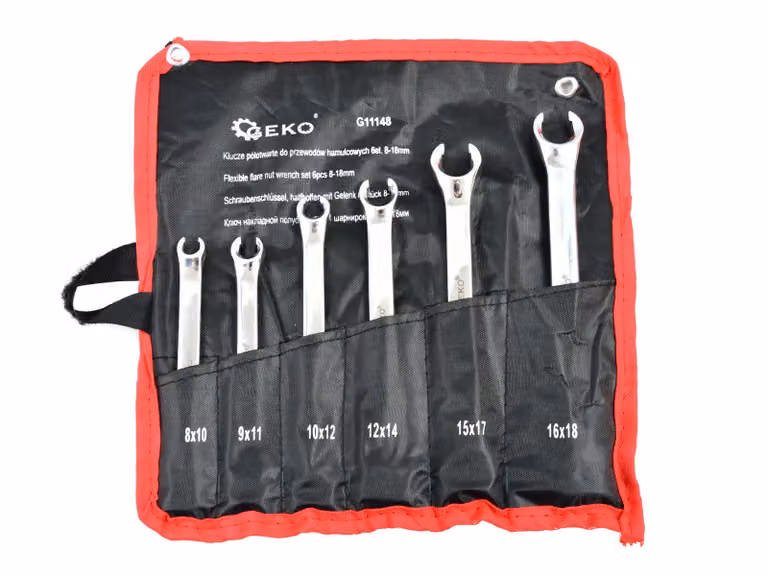 BSD Set di chiavi ad anello aperte metriche - Set di chiavi lucidate, set di chiavi ad anello aperte, set di chiavi per tubi freno 8-18 mm - 6 pezzi