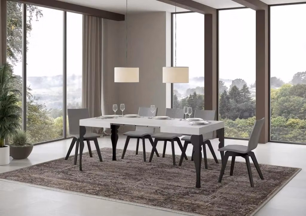 Tavolo allungabile Paxor Bianco Frassino con telaio Antracite L: 80 cm, P: 120/204 cm – 2