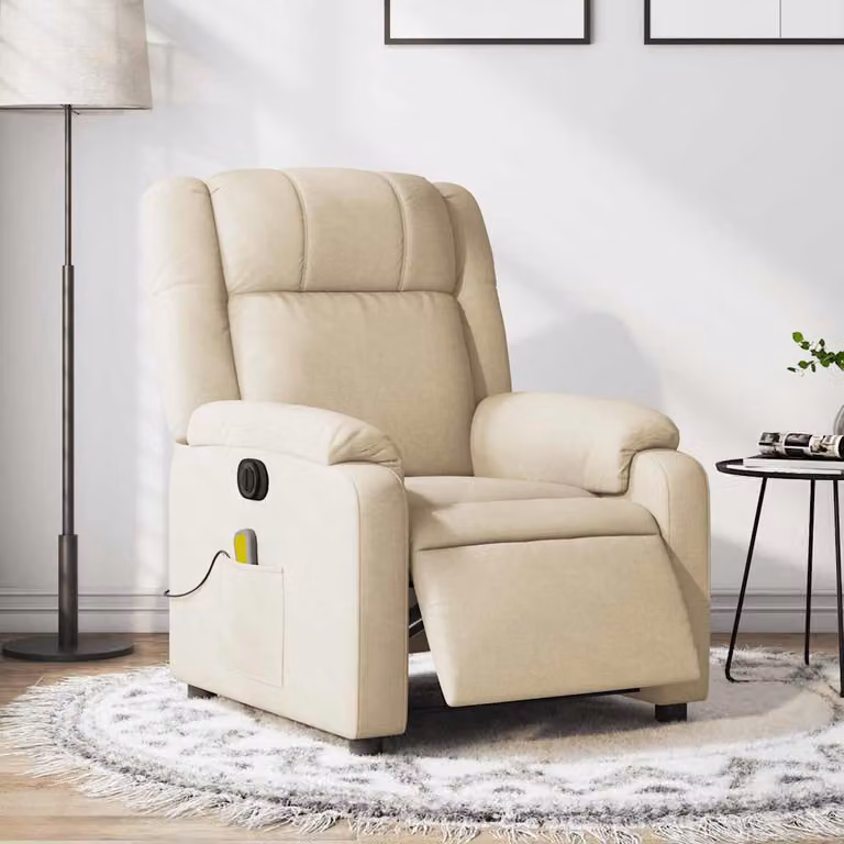 vidaXL Poltrona Reclinabile Massaggiante Elettrica in Tessuto Beige
