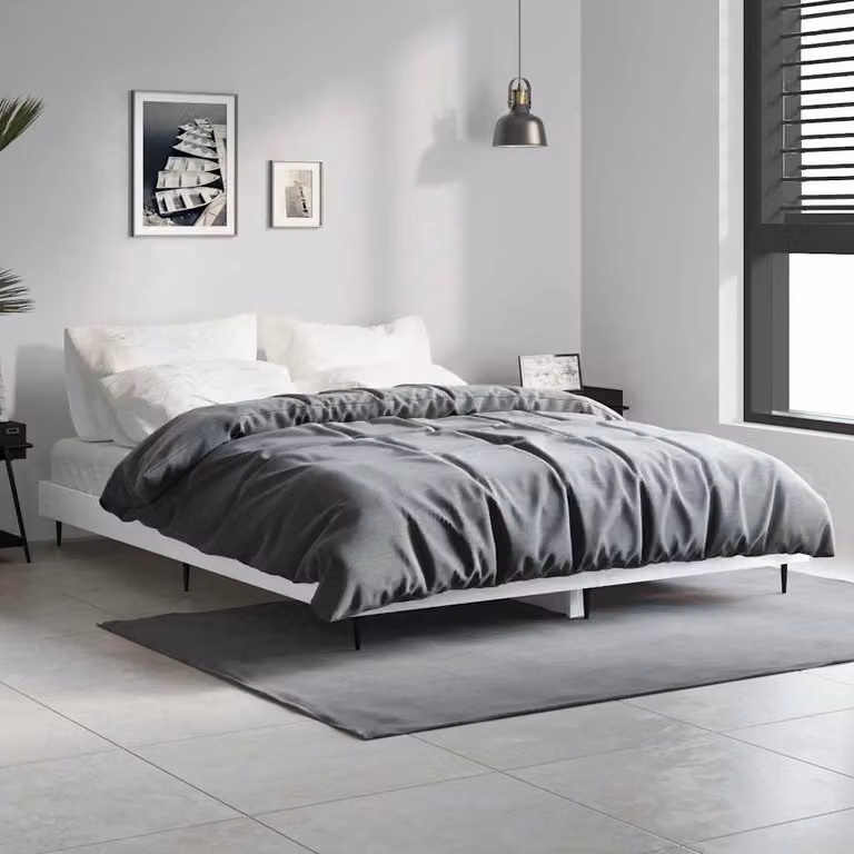 Giroletto vidaXL Bianco Lucido in Legno Multistrato e Metallo L/P/H: 140 x 190 x 143 cm