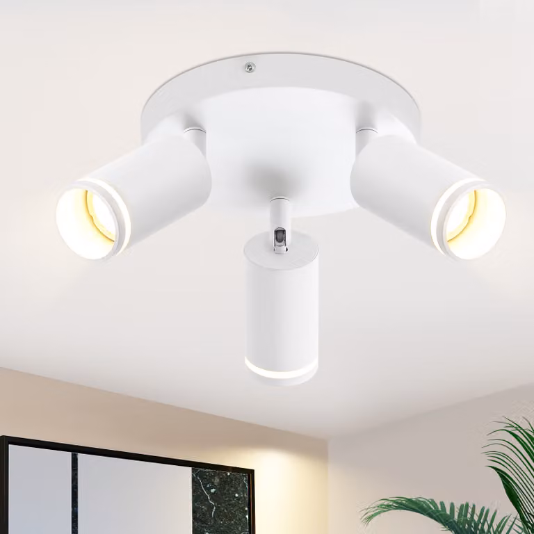 ZMH Plafoniera a LED 3 fiamme spot lampada da soffitto bianca GU10 orientabile faretto da parete spot da soffitto in metallo corridoio cucina camera da letto, senza lampadine
