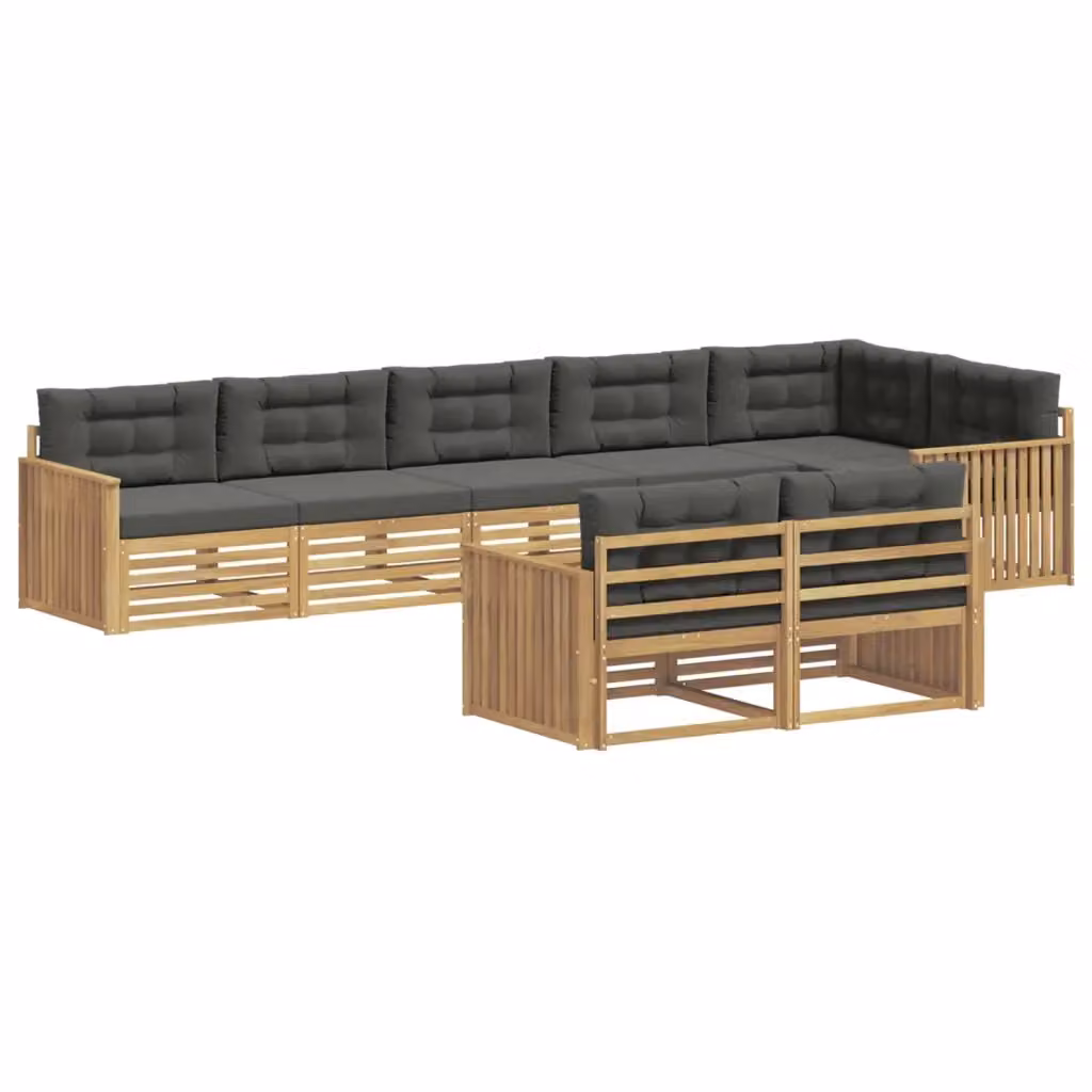 Set di divani da esterno a forma di L vidaXL in legno di acacia con cuscini Bianco e Antracite – 2