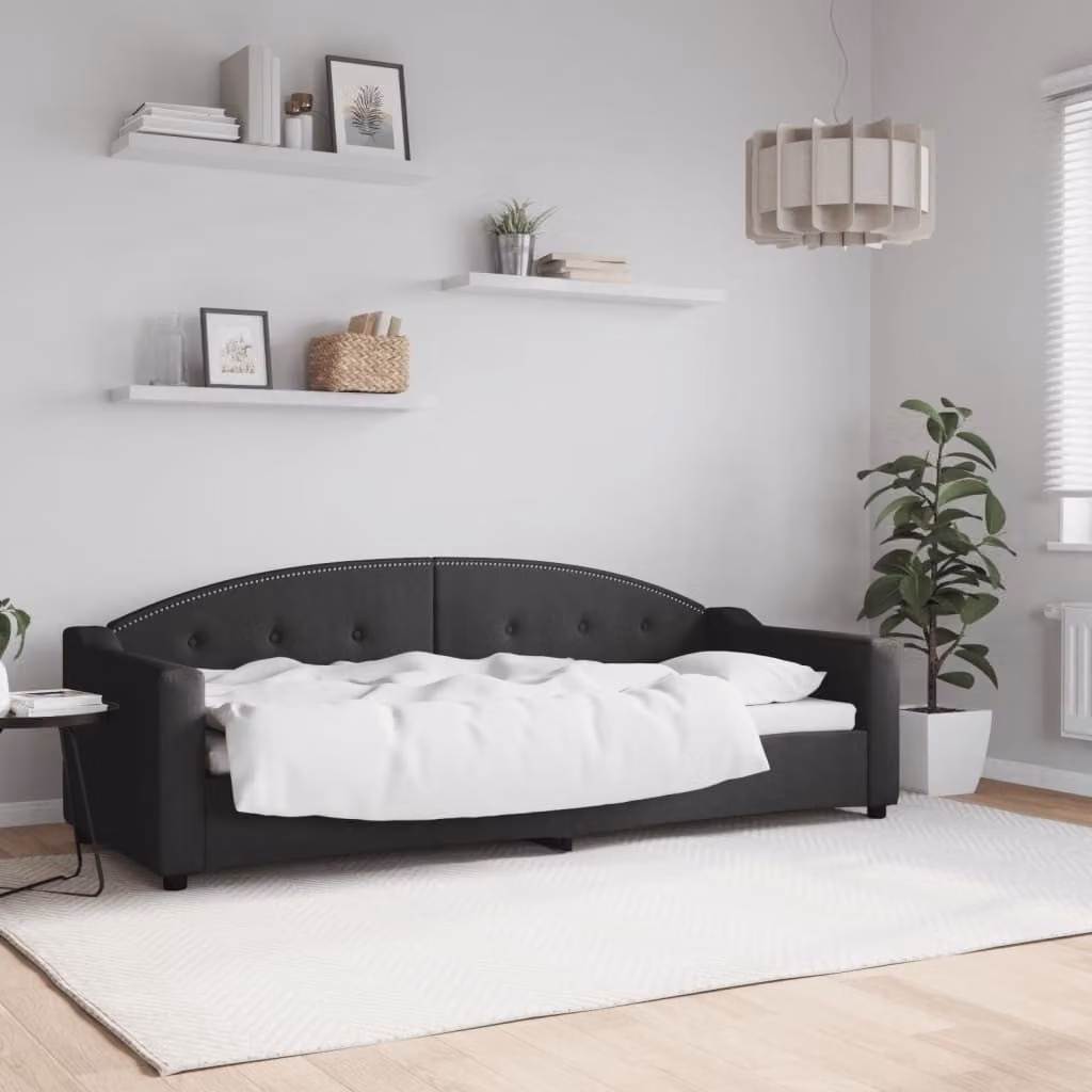 Maison Exclusive - Letto a giorno nero, 80x200 cm, rivestito in tessuto