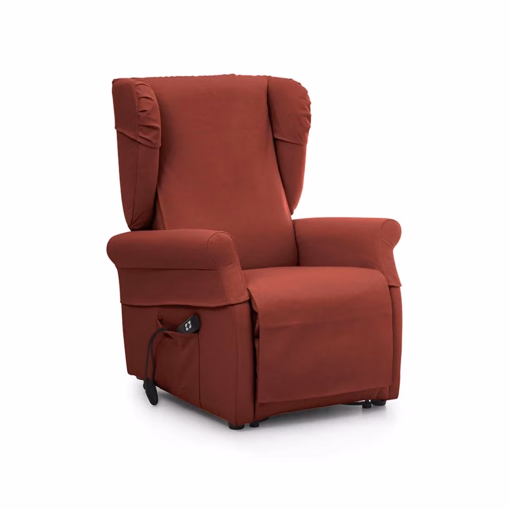 Poltroncina Treia DMORA Rossa, Poltrona Relax Sfoderabile con Braccioli, L: 75 cm, P: 84 cm, H: 107 cm – 2