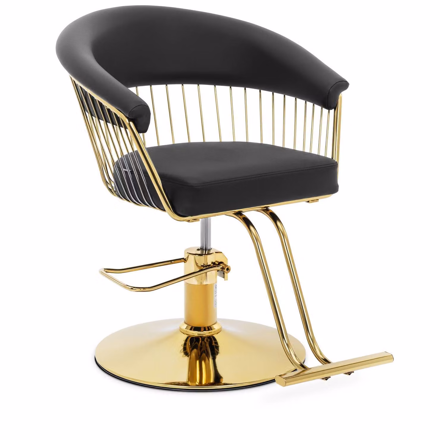 Expondo physa Poltrona da parrucchiere con poggiapiedi - 44 - 54 cm - 200 kg - Nero, Dorato