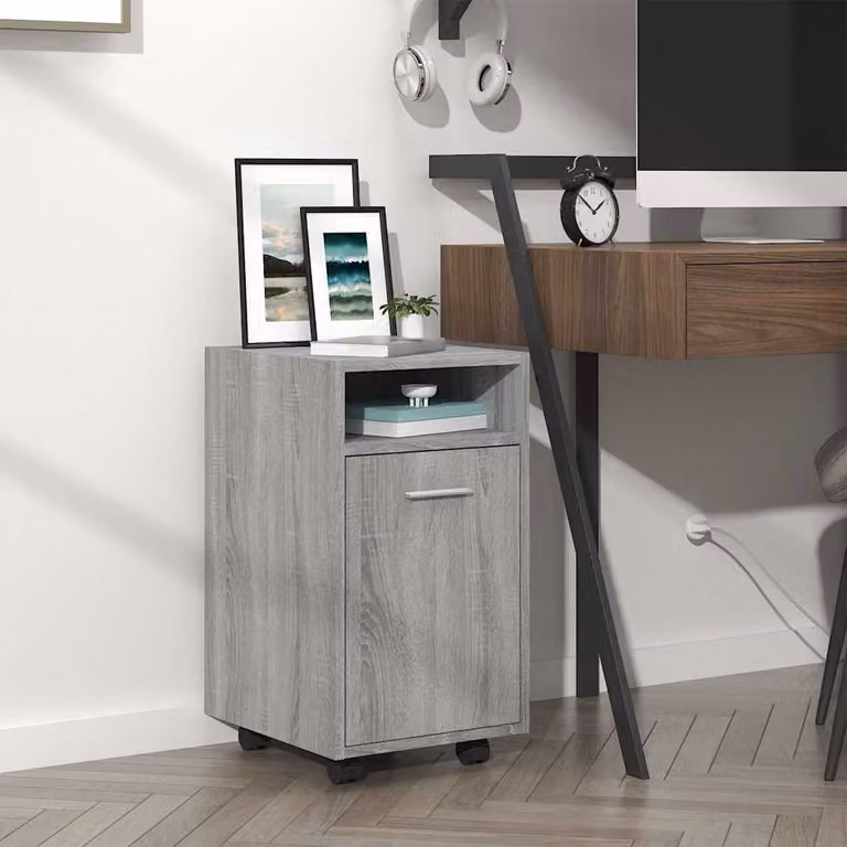 vidaXL Mobiletto con Ruote Grigio, L 33 cm, P 38 cm, H 60 cm in Legno e MDF