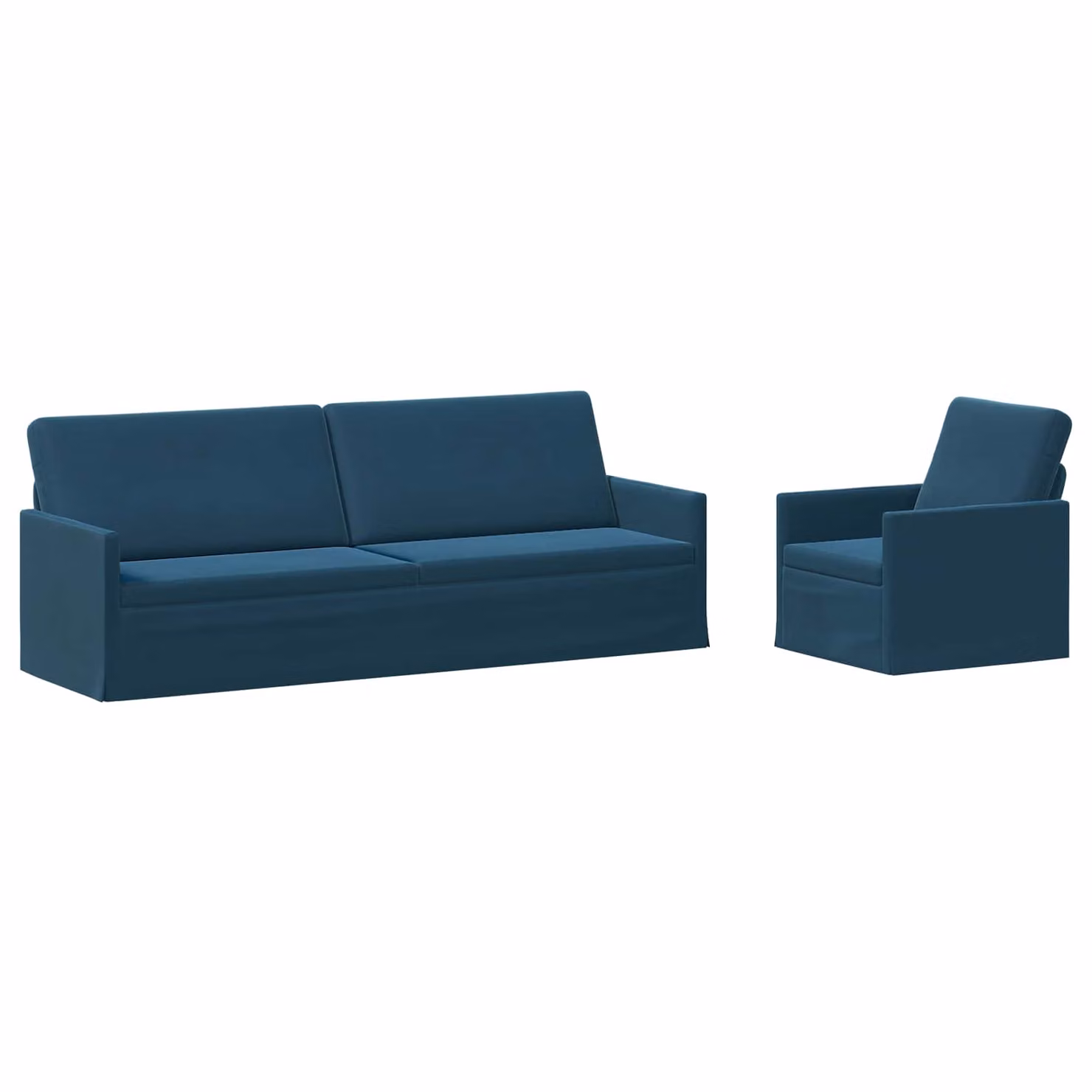 Set di 2 divani moderni vidaXL in velluto blu con struttura in metallo per il tuo soggiorno