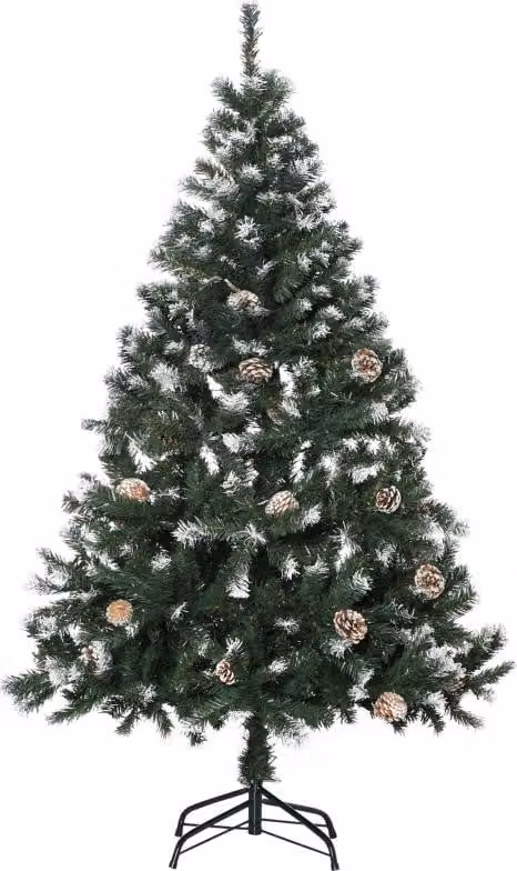 Albero di Natale artificiale, 676 rami, 41 pigne, cime innevate, ignifugo, 180 cm