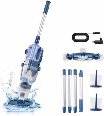 Aspiratore Portatile per Piscine VEVOR Senza Fili Blu con 60 Minuti di Autonomia e Flusso 100 L/min per Pulizia di Foglie e Detriti in Piscine Fuori Terra, Spa e Vasche Idromassaggio