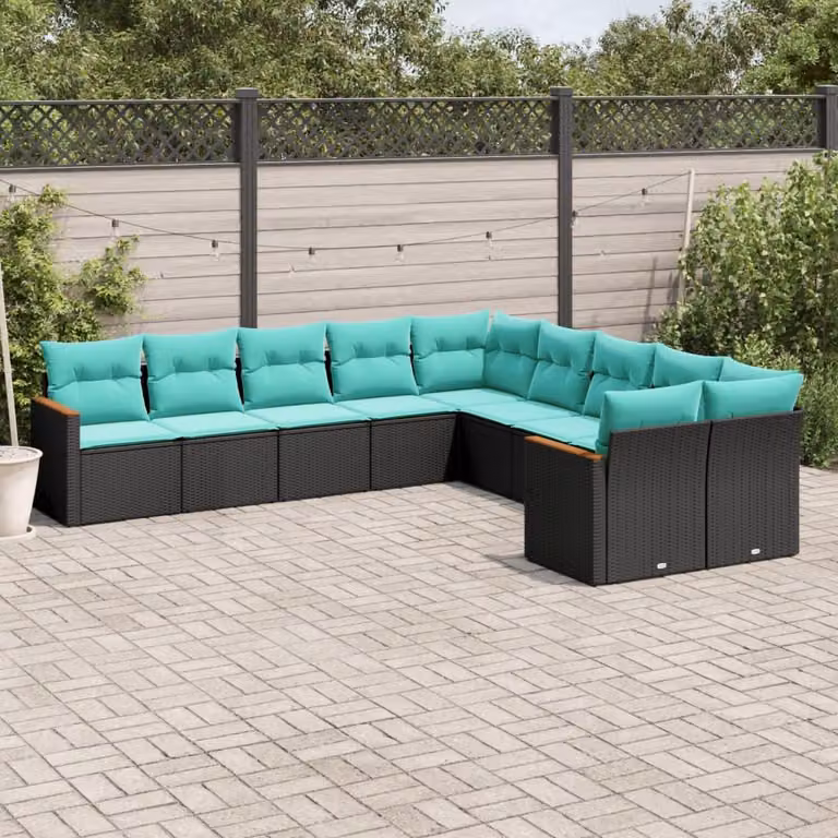 Maison Exclusive - Set da giardino 10 pezzi con cuscini, polyrattan nero