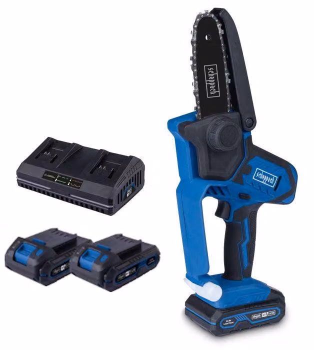 SCHEPPACH C-PS100-X cordless garden saw - SET S - 2 20V IXES 2 Ah batteries + dual charger