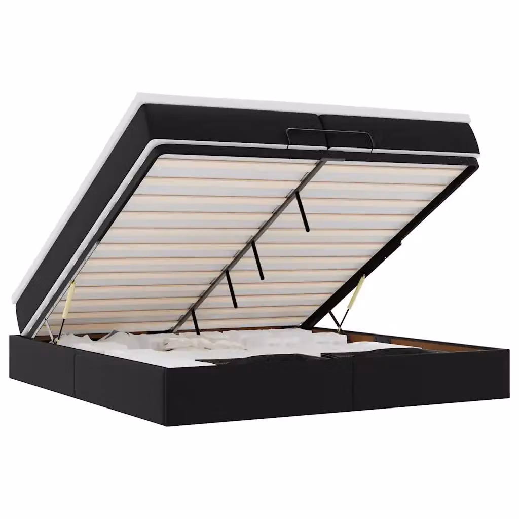 Letto con contenitore a sollevamento vidaXL in similpelle nero e bianco L: 200 cm, P: 200 cm, H: 280 cm – 2