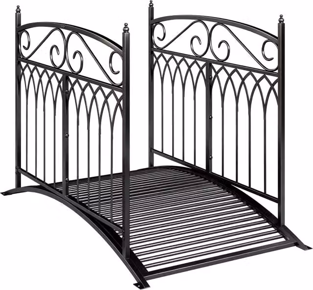 Ponte da Giardino Decorativo Xylo in Metallo Nero Stile Barocco L: 91 cm, H: 74 cm, P: 18,5 cm – 1