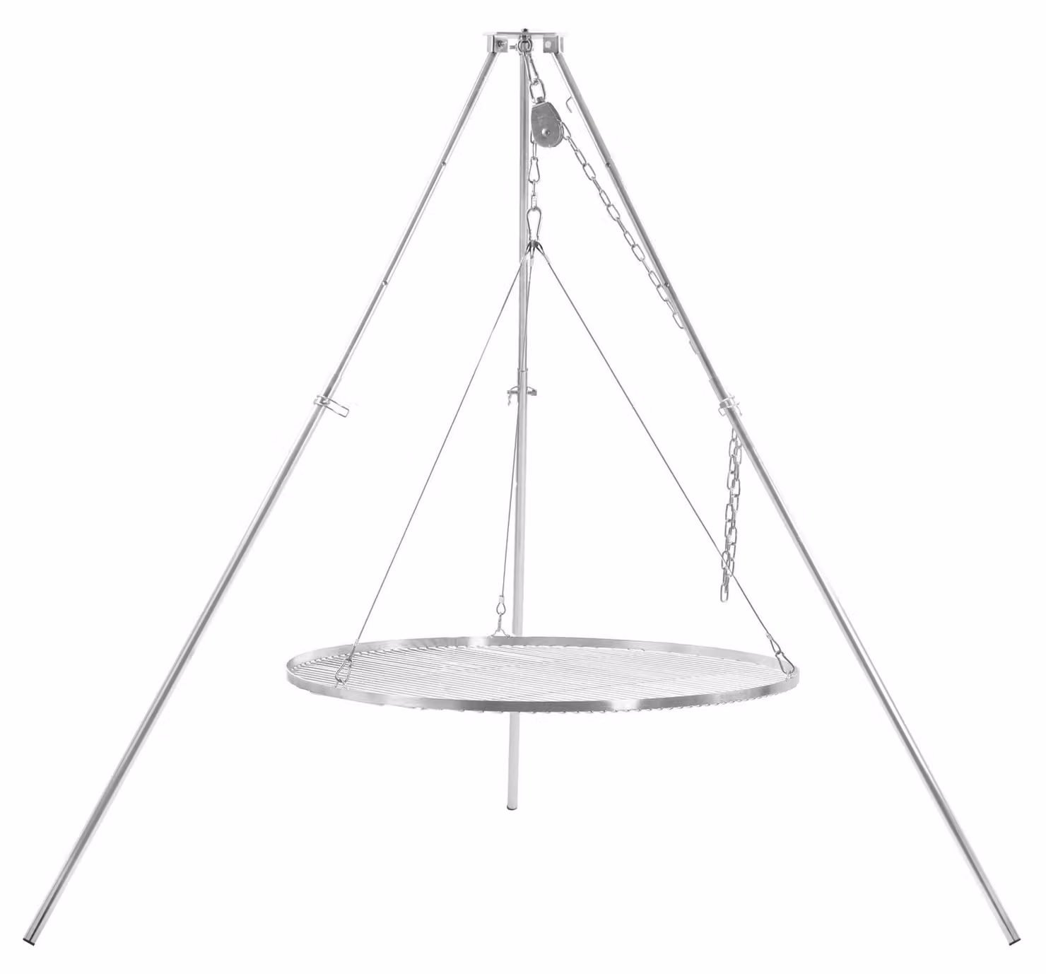 Griglia a treppiede BBQ-Toro, diametro 90 cm, con griglia in acciaio inossidabile, altezza regolabile da 119 a 184 cm