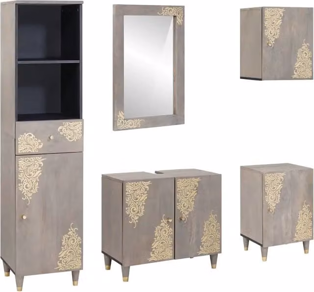 Set di Armadi da Bagno 5 pz Grigio 62 x 33 x 58 cm 3310156