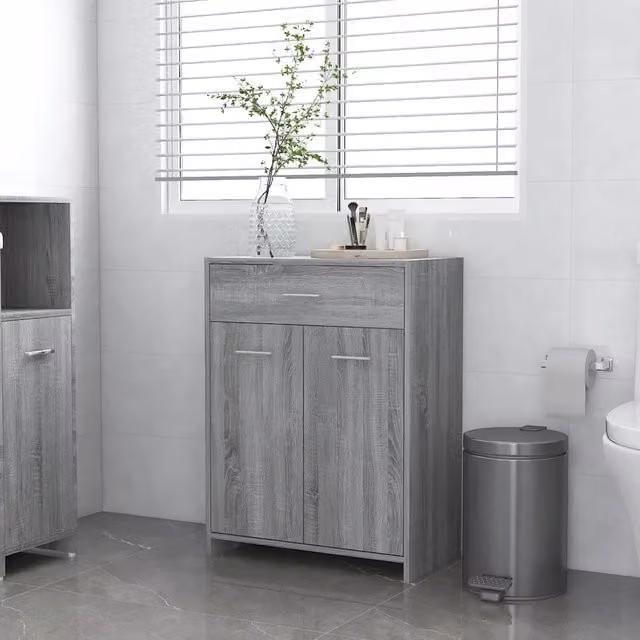 Armadio da bagno classico elegante 60 x 33 x 80 cm in legno ingegnerizzato grigio 02_0048241