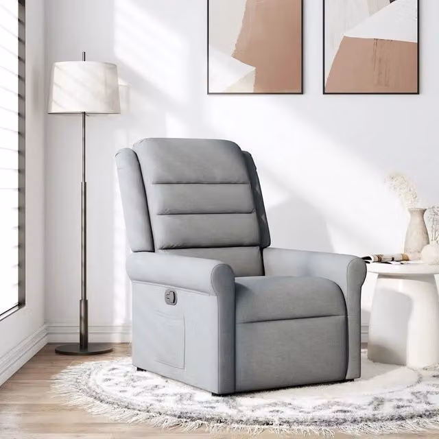 Poltrona Reclinabile Relax vidaXL in Tessuto Grigio con Braccioli e Reclinazione Manuale – 1