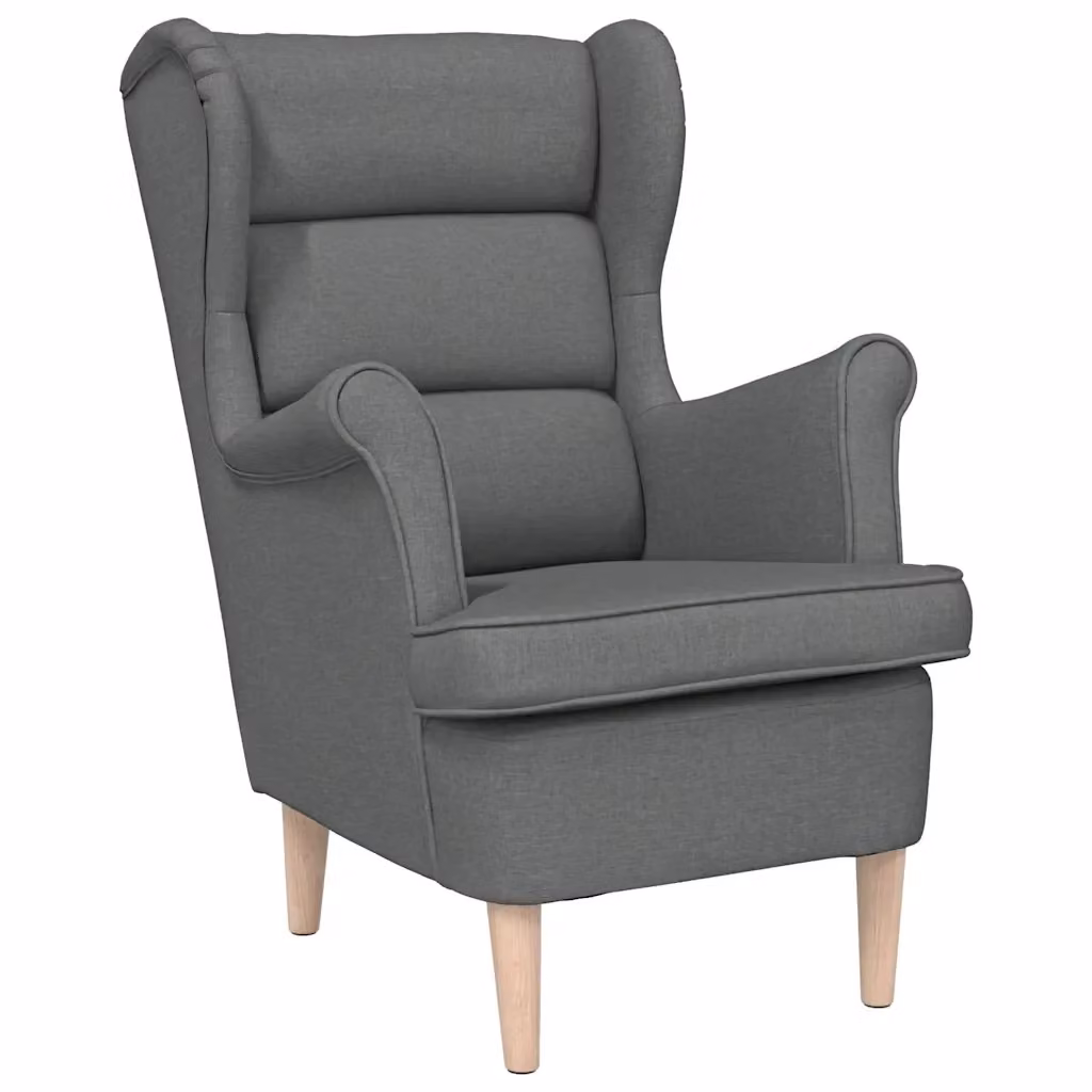 Poltrona moderna vidaXL in tessuto grigio con braccioli e struttura in legno di gomma L: 74 cm, P: 84 cm, H: 100 cm – 2