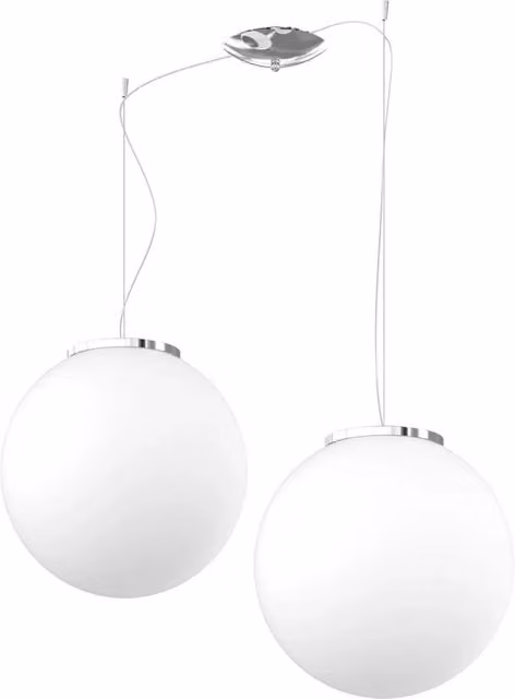 Lampadario Contemporaneo Mars Metallo Cromo Vetro Bianco 2 Luci E27 D35Cm
