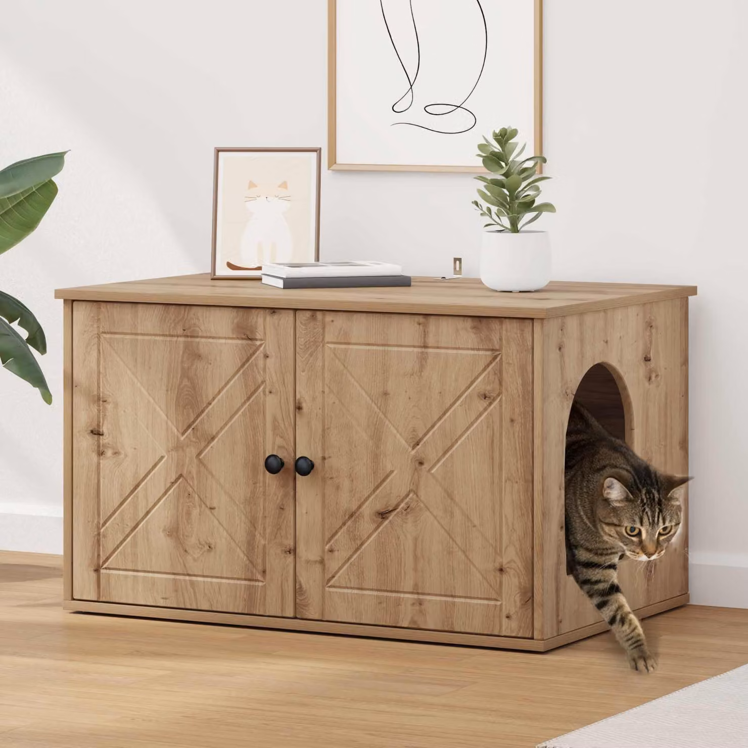 Casa per Gatti vidaXL in Legno Rovere Marrone L: 85 cm, P: 55 cm, H: 50,5 cm