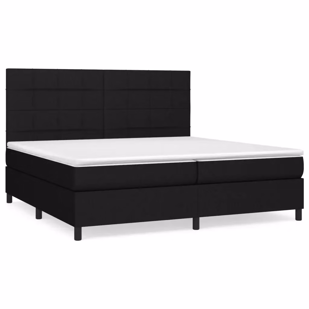 Letto Ibrido vidaXL con Giroletto a Molle e Materasso in Tessuto Nero e Bianco L/P: 200 x 200 cm, H: 128 cm – 2