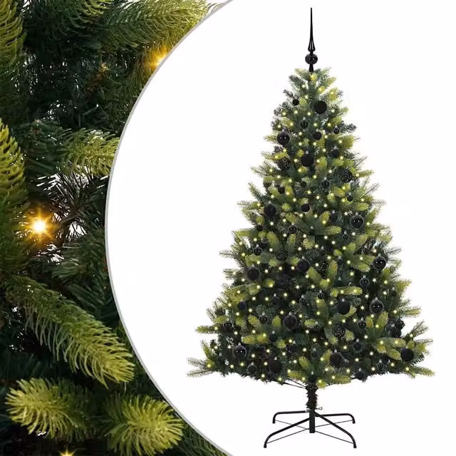 Albero di Natale artificiale moderno vidaXL verde con 300 LED luce bianca calda, Altezza: 180 cm – 1