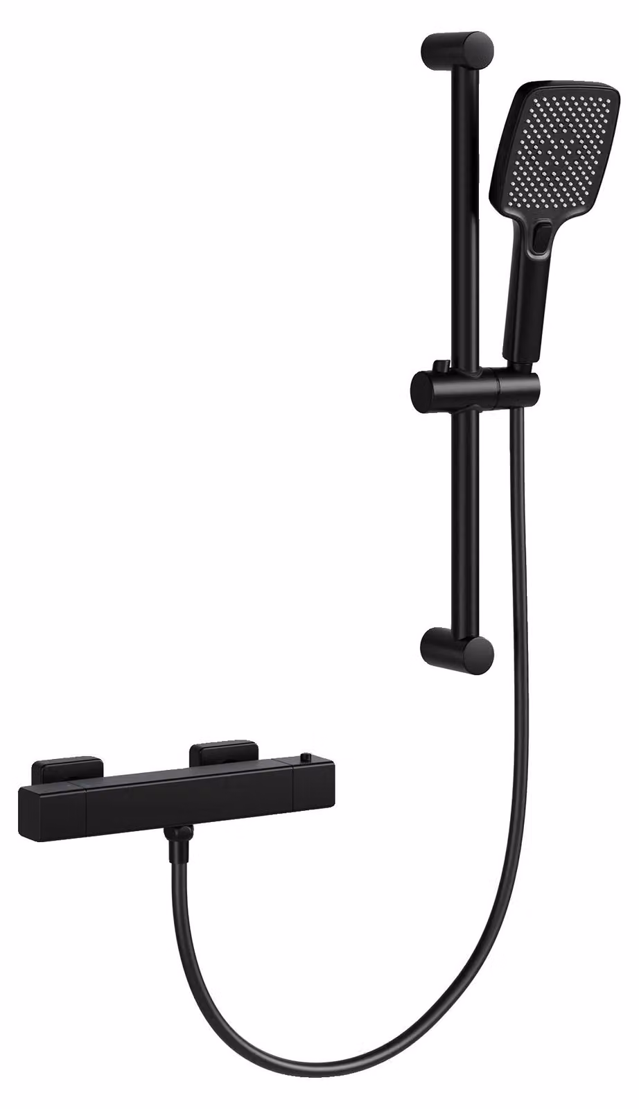 Miscelatore per doccia, lunghezza totale del set 70 cm, lunghezza del tubo flessibile 150 cm, 3 tipi di getto, materiale: acciaio inossidabile, installazione