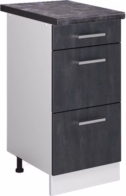 Mobiletto base per cucina Vicco R-Line Calce nera e Bianco con piano Antracite L: 40 cm, H: 81,6 cm, P: 60 cm