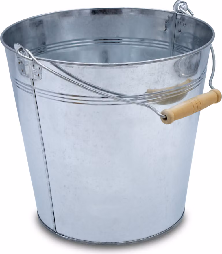 Secchio decorativo in zinco con manico in legno - argento / 10 L - Secchio in metallo per piantare o trasportare - decorazione da giardino secchio di latta secchio per cenere secchio per piante secchio per ghiaccio