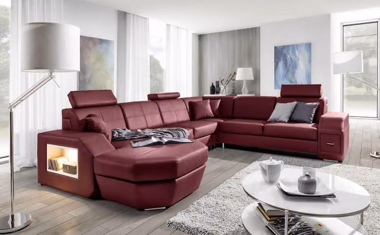 Edle Design Polster Eck Couch Garnitur Wohnlandschaft Sofas Couchen Sitz U-Form