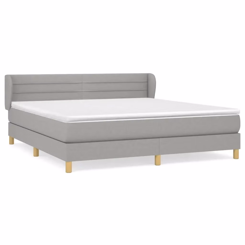 vidaXL Giroletto a Molle con Materasso Ibrido in Tessuto Grigio Chiaro e Bianco L/P/H: 160 x 200 cm – 2