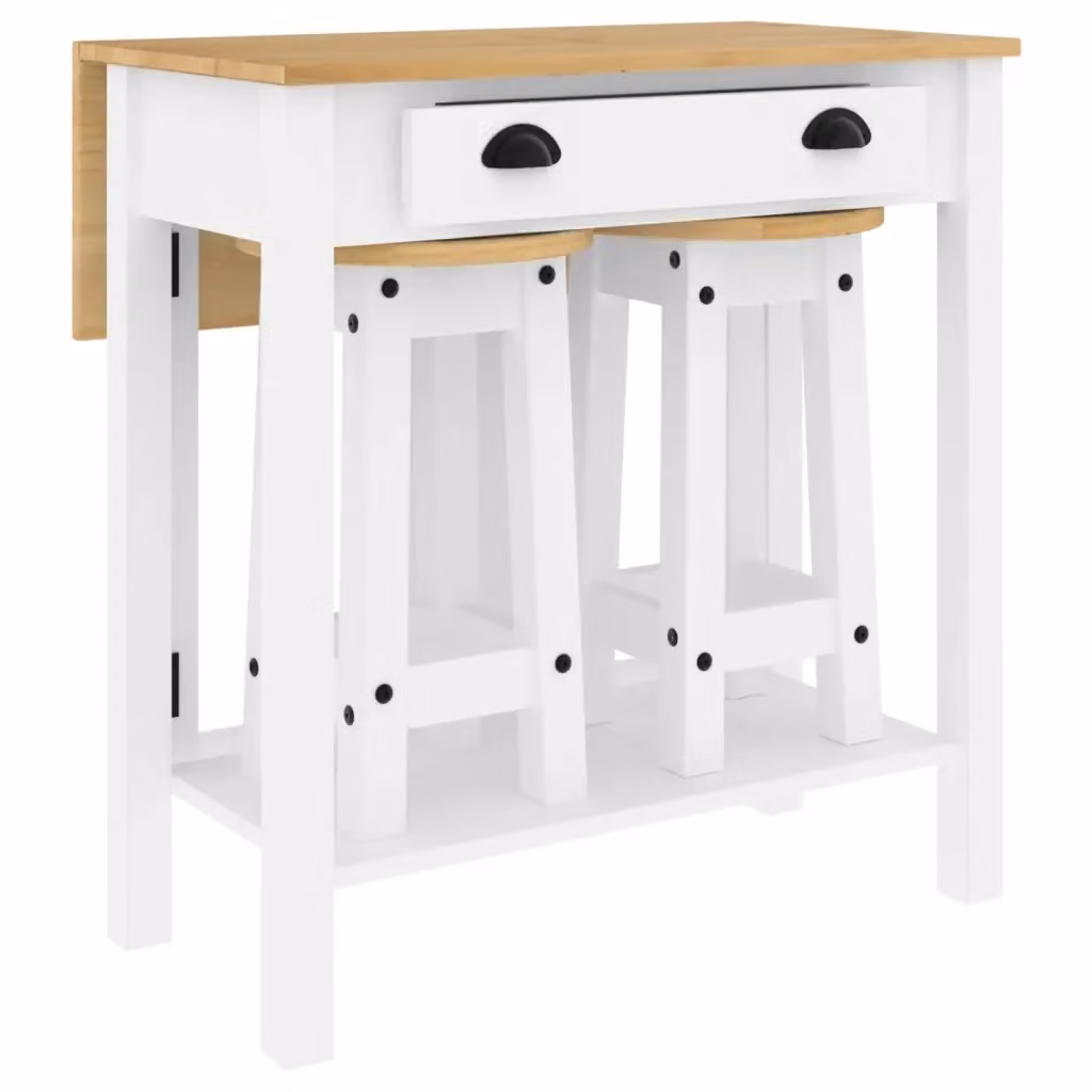 Tavolo pieghevole bianco in legno di pino con piano ribaltabile vidaXL – 2